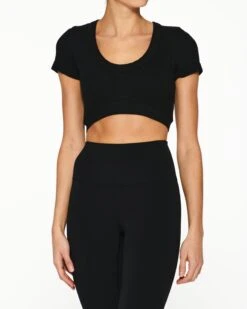 Seamless Sleeve Ribbed Cropped Serene Short Sleeve