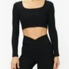 Year Of Ours Ribbed Cropped Long Sleeve -EQUINOX Sales 051 TN3094 BK BLACK 001