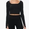 Alo Yoga Alosoft Rib Form Long Sleeve Top -EQUINOX Sales 069 W3690R BLACK 001