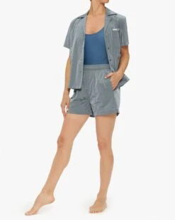 Dani Nylon Camp Collar Shirt 6 Dani Nylon Camp Collar Shirt -EQUINOX Sales 075 W22226SS01 FADED DENIM 002