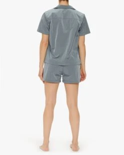 Dani Nylon Camp Collar Shirt 7 Dani Nylon Camp Collar Shirt -EQUINOX Sales 075 W22226SS01 FADED DENIM 004