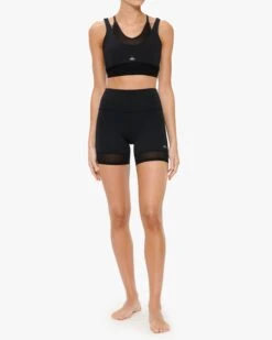 Alo Yoga Airlift Double Trouble Biker Short -EQUINOX Sales 075 W6306R BLACK 001