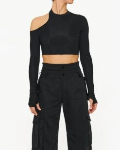Monse Long Sleeve Cut Out Crop Top