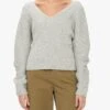 The Range Wool Blended Knit Double V-Neck Long Sleeve -EQUINOX Sales 136 TH4V04UW WOLF 004