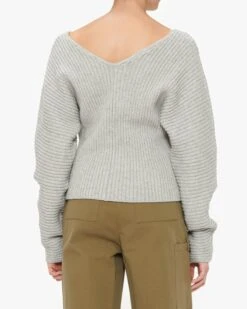 The Range Wool Blended Knit Double V-Neck Long Sleeve -EQUINOX Sales 136 TH4V04UW WOLF 007