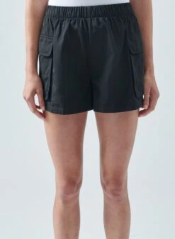 Nylon Sporty Pull-On Shorts - Black