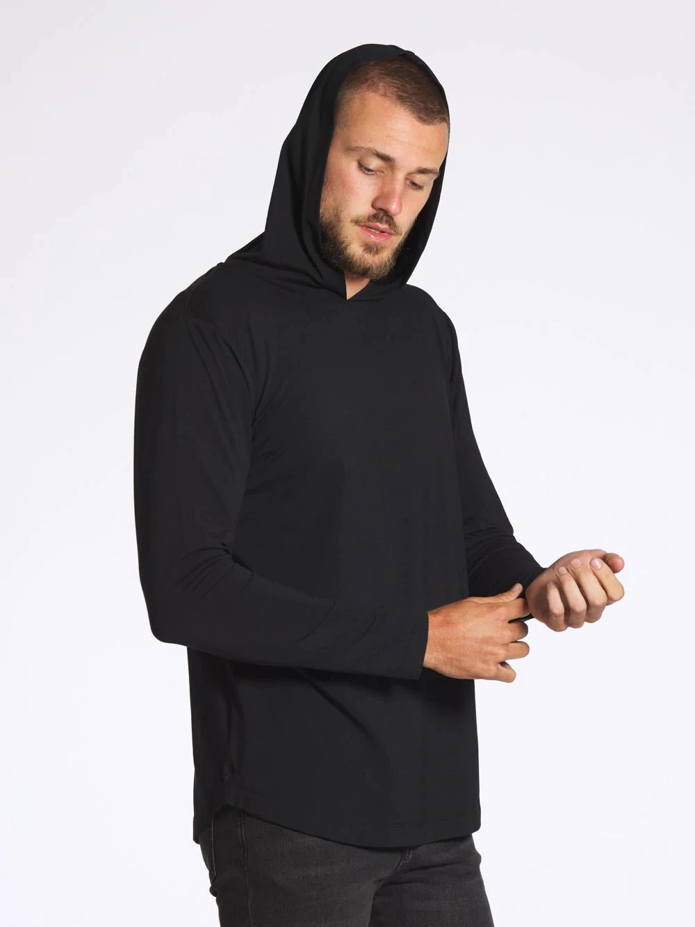 Cuts Curve-Hem Long Sleeve Hoodie 1 Cuts Curve-Hem Long Sleeve Hoodie