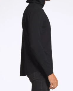 Cuts Curve-Hem Long Sleeve Hoodie 5 Cuts Curve-Hem Long Sleeve Hoodie -EQUINOX Sales BLACK 12333