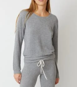 Monrow Heather Supersoft Crew Neck Sweatshirt