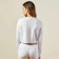 Cropped Boyfriend Sweatshirt -EQUINOX Sales HT1029 white 1448copy
