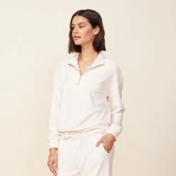 Terry Cloth Half Zip 7 Terry Cloth Half Zip -EQUINOX Sales HT1369PEARL.2