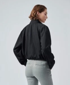 Nylon Sporty Cargo Jacket - Black -EQUINOX Sales black nylon sporty cargo jacket back view