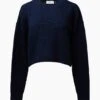 Cotton Waffle Sweater Cropped Crewneck -EQUINOX Sales onia spring23 10044
