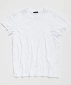 Slub Jersey Schoolboy Crew Neck Tee -EQUINOX Sales white slub jersey schoolboy crew neck tee flat view